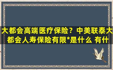 大都会高端医疗保险？中美联泰大都会人寿保险有限公司是什么 有什么优势